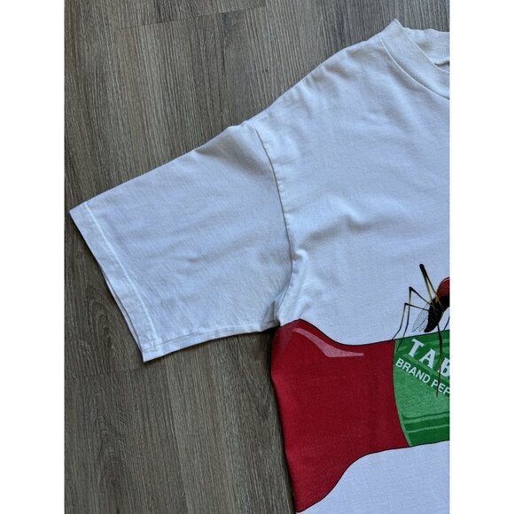 Vintage 90s Tabasco Hot Sauce Promo XL White Wrap Around Art Rare Food - Picture 5 of 16